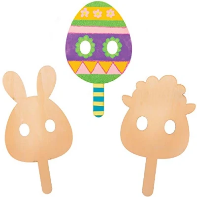 Image of Baker Ross Easter Wooden Masks Pack of 5, Crafts for Kids (AT456)
