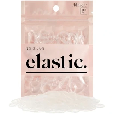 Image of Kitsch Pro No Snag Mini Gummy Elastic Hair Bands for Styling, Braids, Ponytails, Ties Toddlers, 100 Pcs in a Pack (100 Count (1 Pack), Clear)