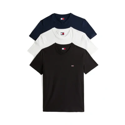 Image of Tommy Jeans 3 PACK Basic Tshirt, Men&#039;s, Size: 48, Ecru black dark night navy