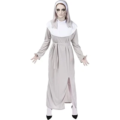 Image of Funidelia Zombie Nun Costume for woman Undead, Halloween, Horror adults accessory fancy dress &amp; props carnival parties Size M White
