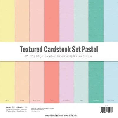 Image of Craftelier Cardstock Pack, Pack of 24 for Scrapbooking and Crafts Projects, Pastel Pearl Texture, Dimensions 30 x cm, Weight 216 g