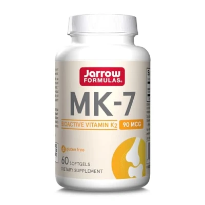Image of Jarrow Formulas MK 7, Vitamin K2, 90mcg, 60 Softgels, Lab Tested, Gluten Free, Soy Non GMO