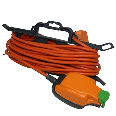Image of K M Electronics® 13A Heavy Duty Orange Mains Extension Cable Outdoor Garden 1 Gang Socket IP54