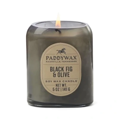 Image of Paddywax Scented Candles Vista Collection Vintage Style Artisan Candle in Frosted Glass, 5 Ounce, Black Fig &amp; Olive