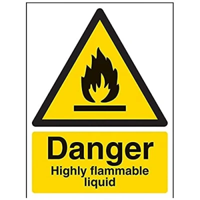 Image of V Safety Danger, Highly Flammable Liquid Warning Sign 150mm x 200mm Self Adhesive Vinyl