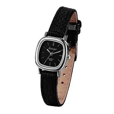 Image of JewelryWe Women Leather Watches: Small Square Analog Quartz Watch Simple Elegant Casual Dress