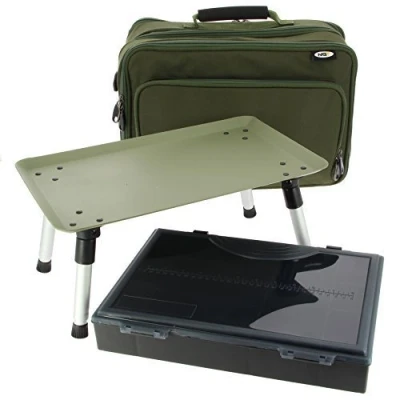 Image of Carp Fishing Tackle Box Plus Bivvy Table System Double Carryall Bag Rig Station