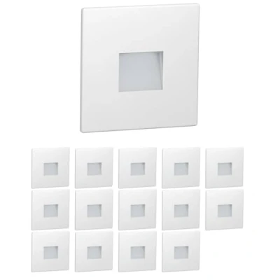 Image of ledscom.de 15 LED Staircase Light/recessed Wall Light FOW for Indoors and Outdoors, Downlight, Angular, 85 x 85mm, Warm White