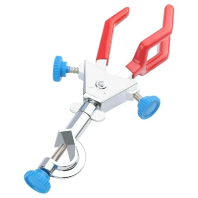 Image of stonylab 3 Prong Swivel Clamp, Sturdy Double Adjust Multipurpose 360 Degree Rubber Coated Clamp with Boss Head for Laboratory Use, L