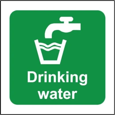 Image of Drinking Water Safety Sign Self Adhesive Sticker 100mm x Case (Pack of 20)