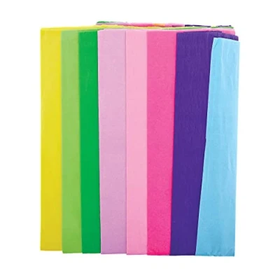 Image of Baker Ross FX480 Pastel Crepe Paper Value Pack of 8 sheets, Craft Essentials for Kids Arts and Crafts