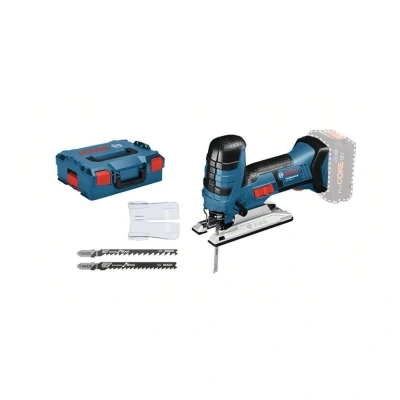 Image of Bosch Professional 18V System GST 18 V LI S Cordless Jigsaw (Rod Version, Cutting Depth in Wood/Alum./Metal: 120/20/8 mm, 3 Blades, Anti Splinter Guard, excl. Batteries and Charger, L BOXX)