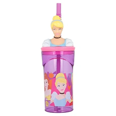 Image of Stor Disney Princess 3D Figurine Tumbler for Kids, Fun Hydration with Attractive Lid, Straw, BPA Free Material, Durable Construction, 360 ml