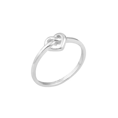 Image of Dew Sterling Silver Heart Love Knot Ring, Size K Q (Q)
