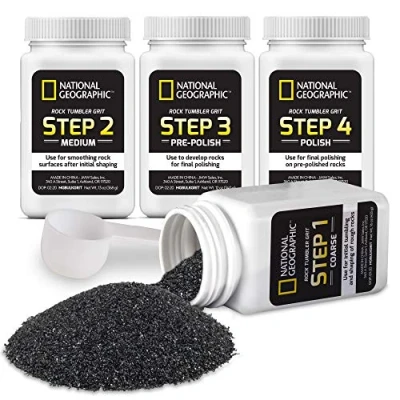 Image of National Geographic Rock Tumbler Grit and Polish Refill Kit Tumbling Media, Up to 9 kg of Rocks, Works with any Machine or Stone Polisher, Supplies