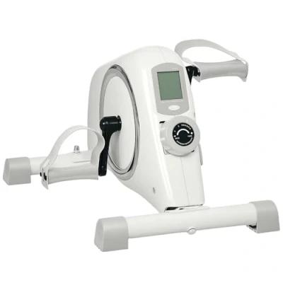 Image of SPORTNOW Mini Exercise Bike, Sit Down Pedal Exerciser with 8 Level Quiet Magnetic Resistance and LCD Display, Portable Under Desk Bike for Arm Leg Home Gym Office Workout, White