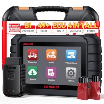 Image of iCarsoft CR Max BT Wireless OBD2 Scanner, Bluetooth All System Car Diagnostic Tool, 49 Reset+Extra 38 Service, Bi Directional Test, CANFD, Auto VIN, Lifetime Update, with Pin and 20