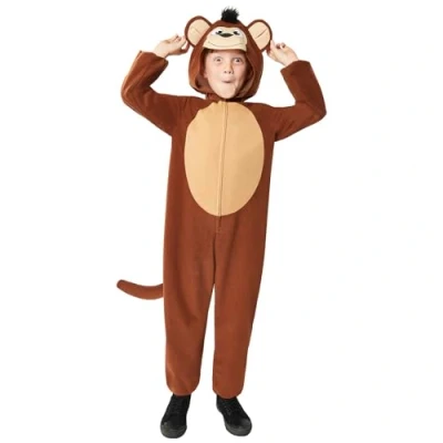 Image of Amscan 9916818 Kids World Book Day Monkey Hooded Jumpsuit Fancy Dress Costume Age: 3 4 Yrs