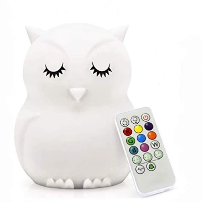 Image of Tekemai Big Size Night Light for Kids, Children Light, Bedside Lamp Multicolor with Remote Control, Break Resistant, Eye Caring, Adjustable Brightness &amp; Color, Timing Function Large Owl