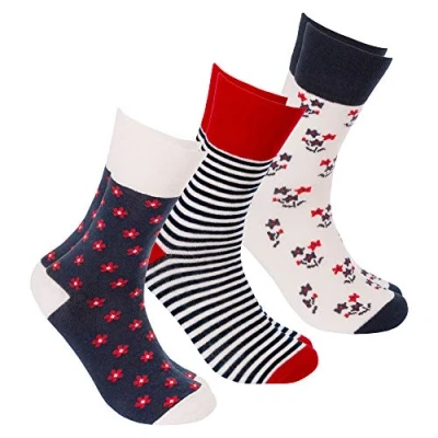 Image of Metzuyan Ladies Diabetic Socks Non Elastic Loose Top Cotton Rich Cream 4 8