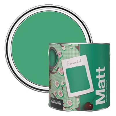 Image of Rust Oleum Colours Matt Emulsion Wall and Ceiling Paint Emerald 2.5L
