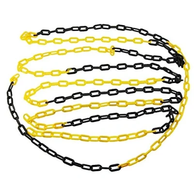 Image of TOPWAY Plastic Chain Barrier 50 Meters 6mm x 50m High Visibilty Black and Yellow Link for Warning Safety Parking Space, Crowd Control, Traffic, Queuing Line 363085