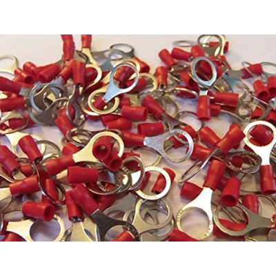 Image of red 10.5mm ring terminal crimp connector (for 10mm bolt/screw) 25 50 100 pack (50)