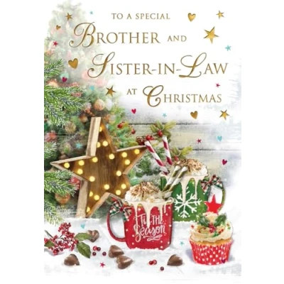 Image of Regal Publishing Christmas Card Classic To a Special Brother &amp; Sister In law Hot choc 9 x 6 inches