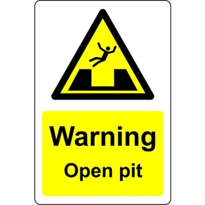 Image of Warning open pit Safety sign 1mm Rigid plastic (400mm x 300mm)