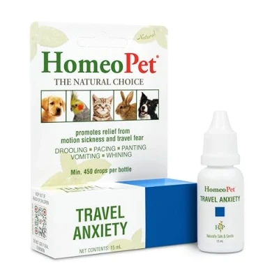 Image of HomeoPet Travel Anxiety, Calming Relief for Dogs, Cats, and Other Small Animals, 15 Milliliters