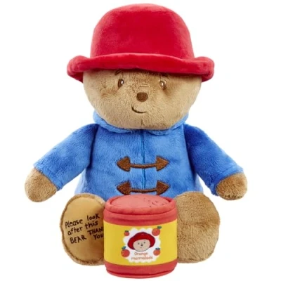 Image of Rainbow Designs Bedtime Cuddles with Paddington Bear Set Cuddleable Soft Teddy Toy &amp; Marmalade Jar Nightlight Calming Lullaby, Colour Changing Moons Stars