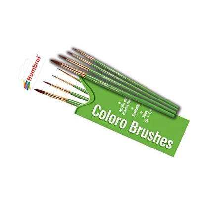 Image of Humbrol Model Paint Brushes AG4050 Brush Pack Coloro 00, 0, 1, 2, 4 5 Set for Art, Modelling Enamel &amp; Acrylic Paints Small Painting Craft