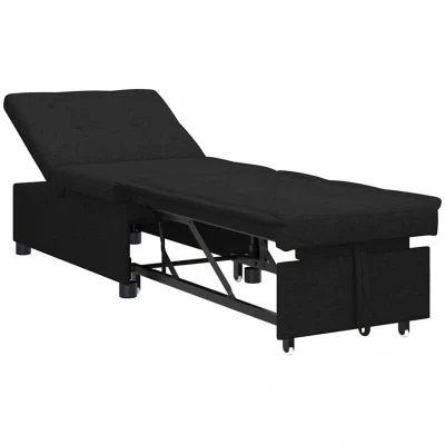 Image of vidaXL Sofa Bed 3 in 1 Pull Out Design Black Fabric