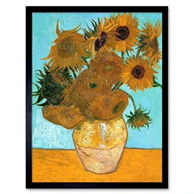 Image of Wee Blue Coo Vincent Van Gogh Still Life Vase With Twelve Sunflowers Old Art Print Framed Poster Wall Decor 12X16 Inch