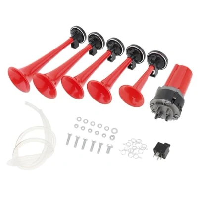 Image of 125db 12V 5 DIXIE Trumpet Musical Car Air Horn Dukes of Hazzard General Lee with Compressor for Auto Truck Boat Bus
