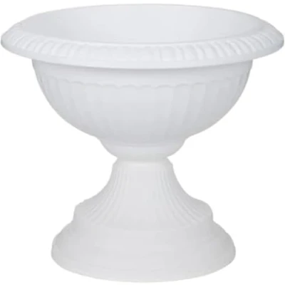 Image of PREMZO Classical Round Grecian URN Patio Pots 42 CM Flower Planter Outdoor Or Indoor Plant Plastic Base Home Garden Wedding Porch Front Door (WHITE)