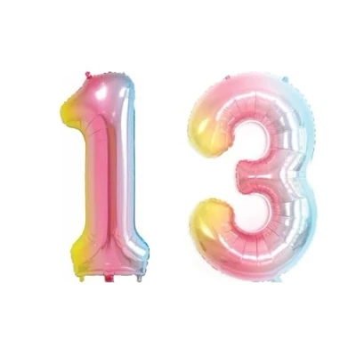 Image of Pastel Rainbow Number 13 Foil Balloon, 101cm