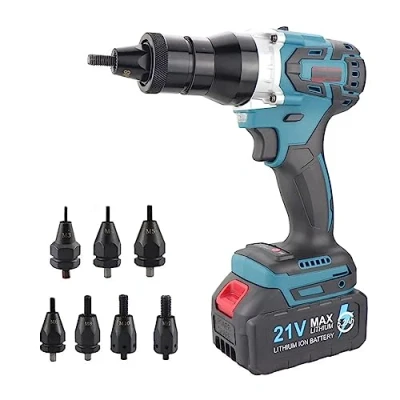 Image of Cordless Electric Rivet Nut Gun Set Automatic Riveter Portable Pulling Blind Riveting Tools for M3 M4 M5 M6 M8 M10 M12 Nuts