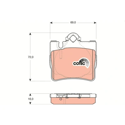 Image of 0034200620, 0034201920, 0044209420, 004420942041, A0034200620 Brake pad set TRW COTEC GDB1455 prepared for wear indicator