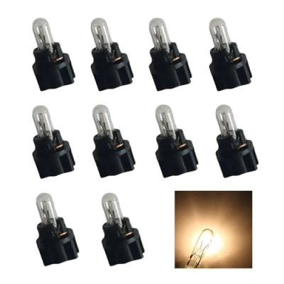 Image of YOUNLEN 10 PCS DC 12V 1.2W T5 Car Incandescent Dashboard Lamp Light Blub Warm White with Black Holder for Internal