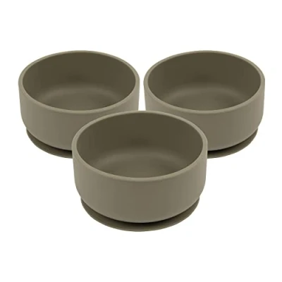 Image of Tiny Dining Baby Silicone Suction Bowls Silver Sage Pack of 3