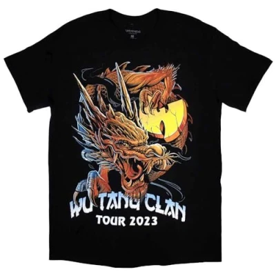 Image of Rock Off officially licensed products Wu Tang Clan Tour &#039;23 Dragon Back Print T Shirt L Black