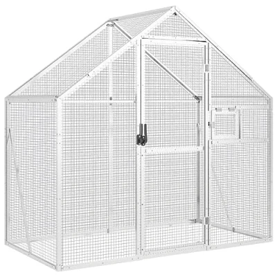 Image of vidaXL Aviary Silver 179x100x185 cm Aluminium