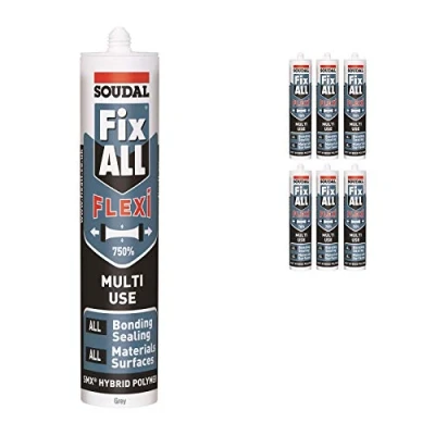 Image of 6 x Grey Soudal Fix All Multi Purpose SMX Sealing Strong Bonding Adhesive Polymer Silicone