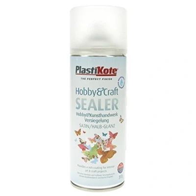 Image of Plastikote Hobby and Craft Sealer Spray Clear Satin 400ml, Yellow