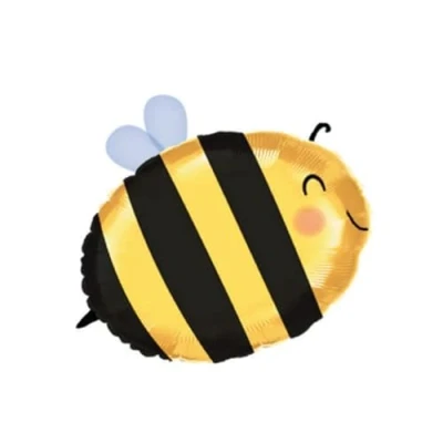 Image of 18&quot; Bee Foil Ballloon Suitable for Hellium Includes Inflating Straw String and Sticky Tabs Animal Easter Spring