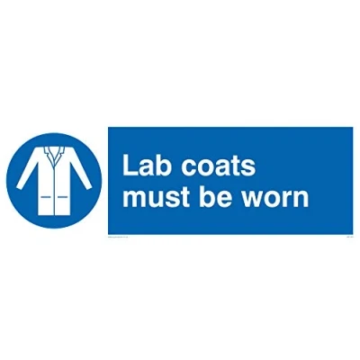 Image of Viking Signs MP1333 L31 1M &quot;Lab Coats Must Be Worn&quot; Sign, 1 mm Semi Rigid Plastic, 100 H x 300 W