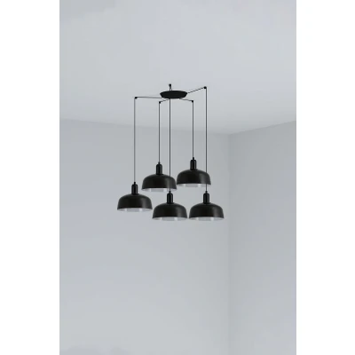 Image of Tatawin Medium Cluster Pendant Ceiling Light , Gloss Black 5x E27