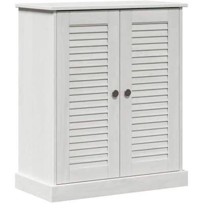 Image of vidaXL Bathroom Cabinet with Storage White Solid pine wood