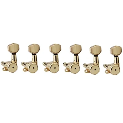 Image of Guyker Guitar Locking Tuners (6 for Left) 1:18 Lock String Tuning Key Pegs Machine Head with Hexagonal Handle Replacement ST TL SG LP Style Electric, Folk or Acoustic Guitars, gold